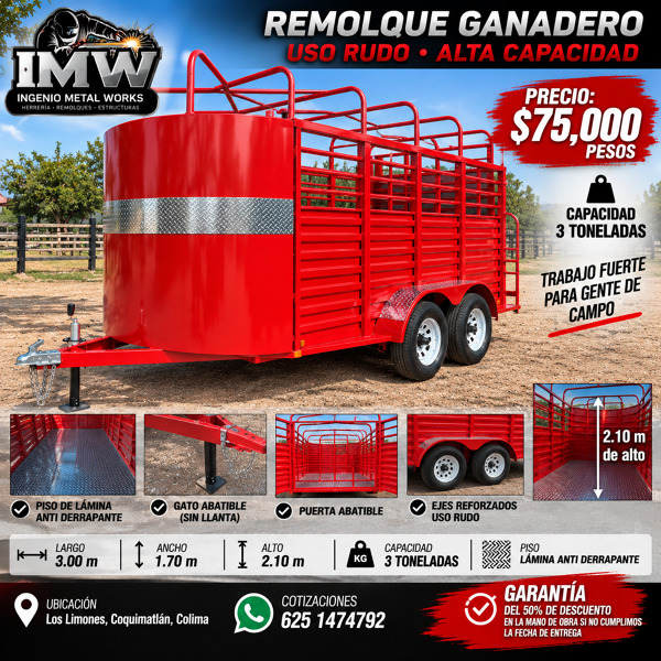 Remolque ganadero 3 toneladas