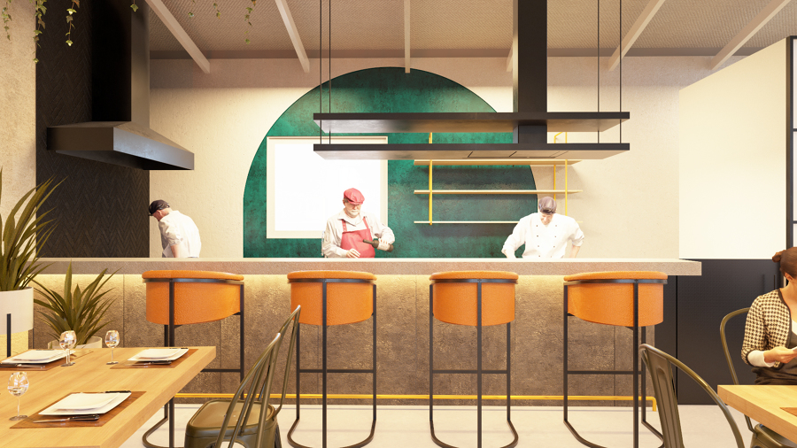 AREA DE BARRA Y COCINA.
