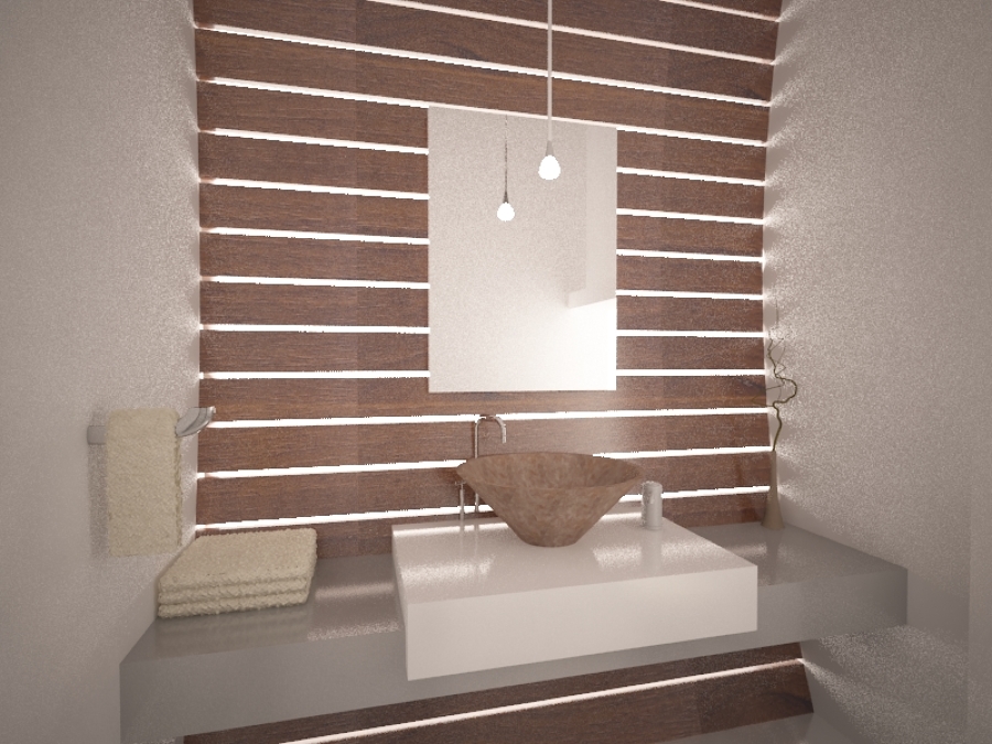 Baño P.A con diseño de iluminación