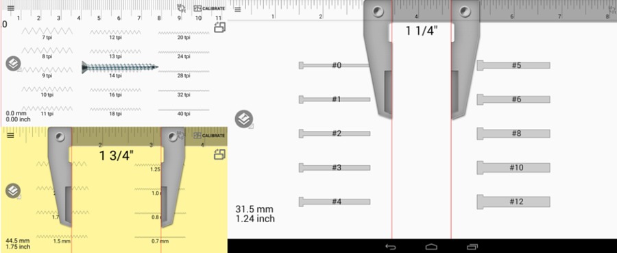 calibres de pernos, tuercas y tornillos