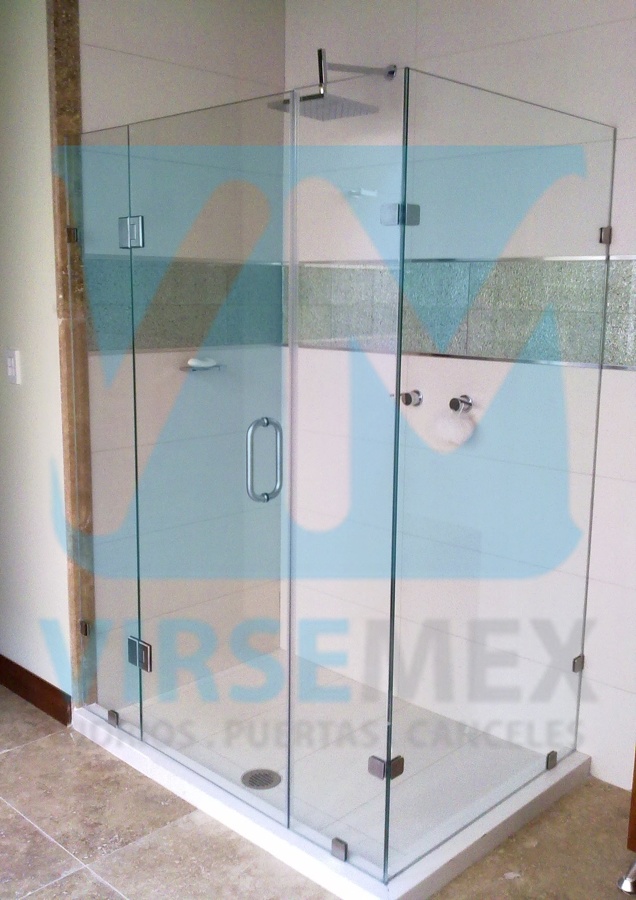 cancel de baño en escuadra transparente