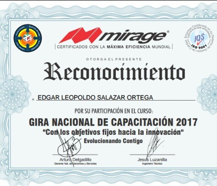 CERTIFICACION DEMIRAGE