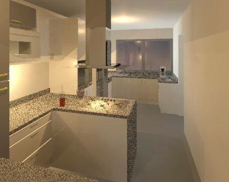 cocina con acabado de granito
