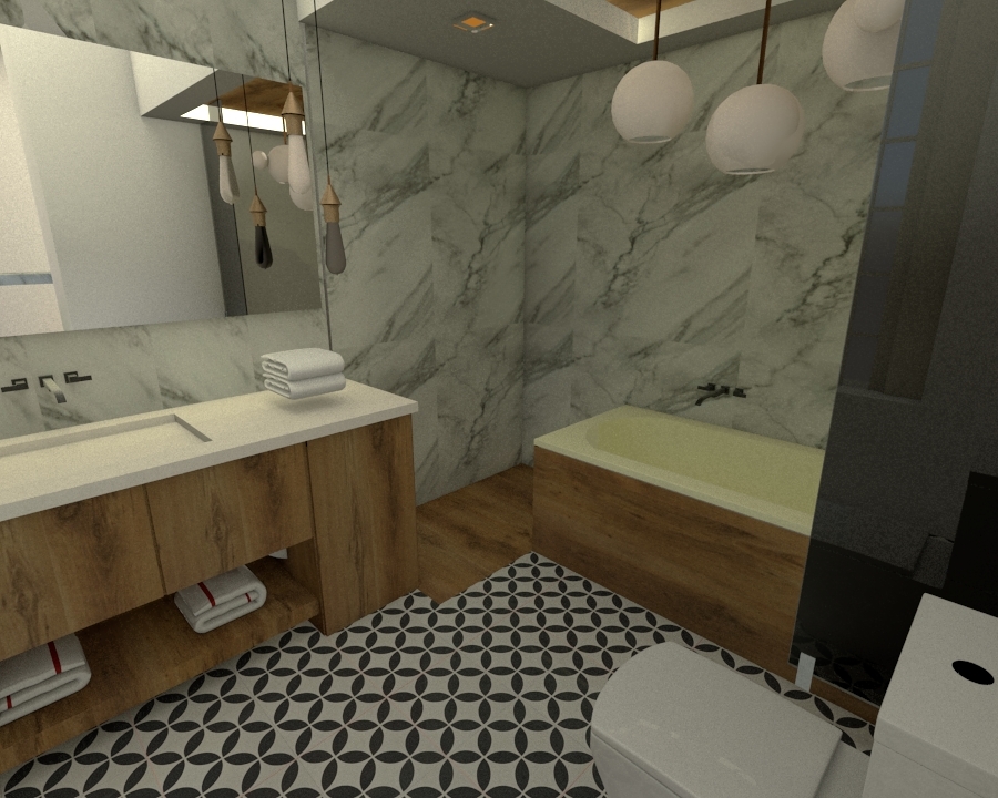 Render del diseño de baño