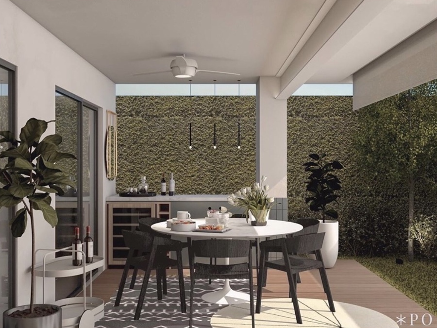Diseño de bar y área de comedor