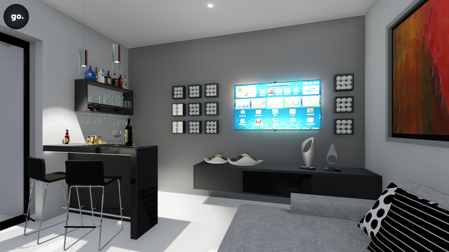 Diseño de mueble de bar y de mueble para tv