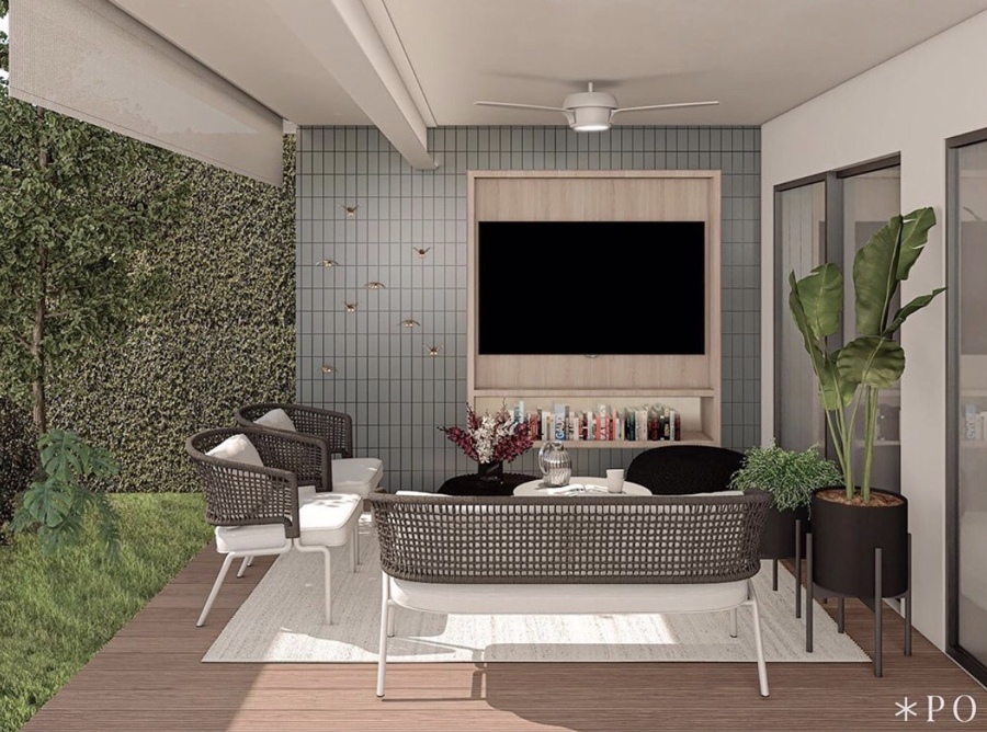 Diseño de sala y mueble de TV