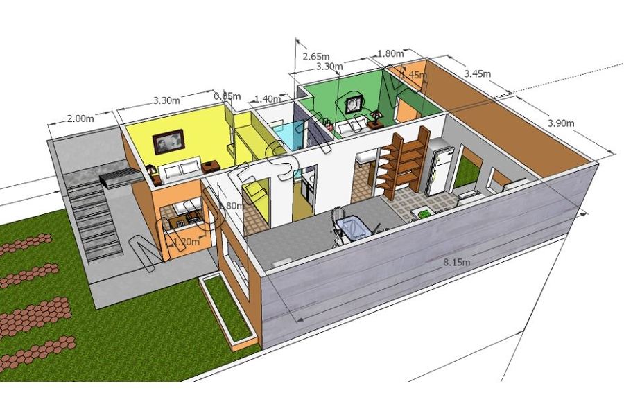 Diseño interiores planta tipo