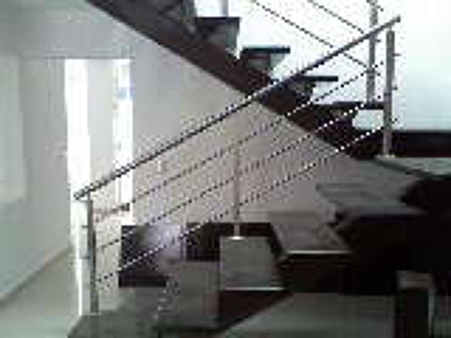 Escalera de madera y acero inox