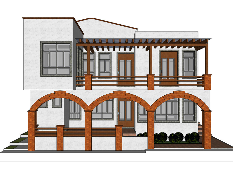 Fachada Casa-Habitación Tipo Rústico Campestre