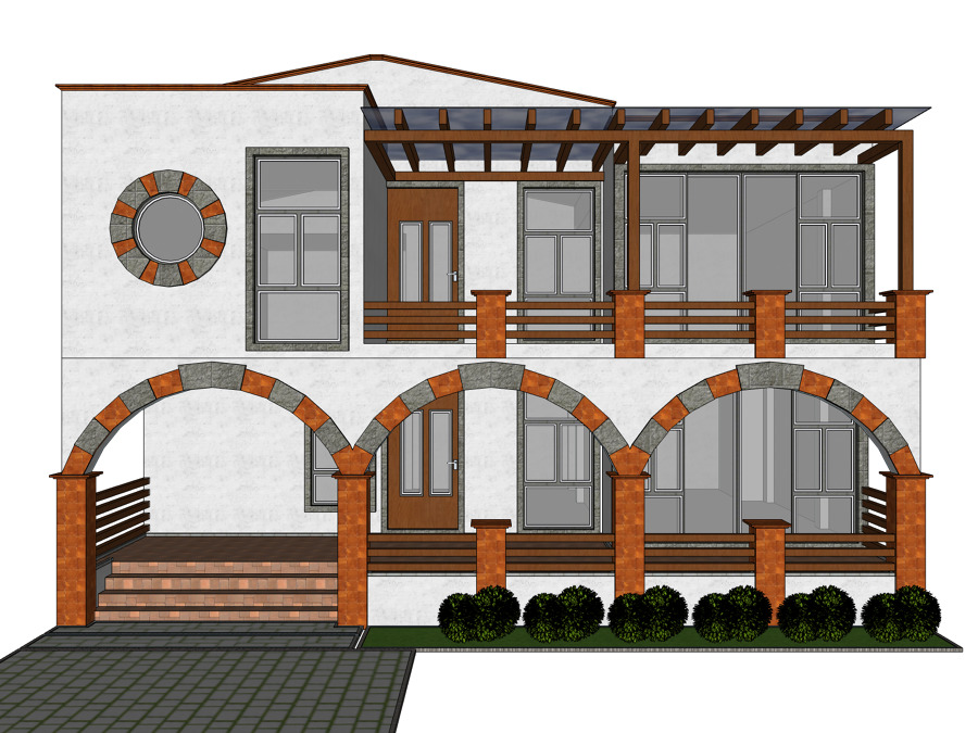 Fachada Casa-Habitación Tipo Rústico Campestre