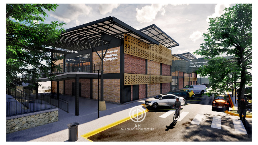 Fachada de Acceso y Estacionamiento