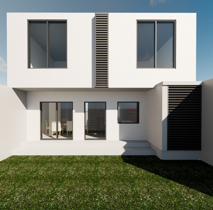 Fachada posterior vista al jardin