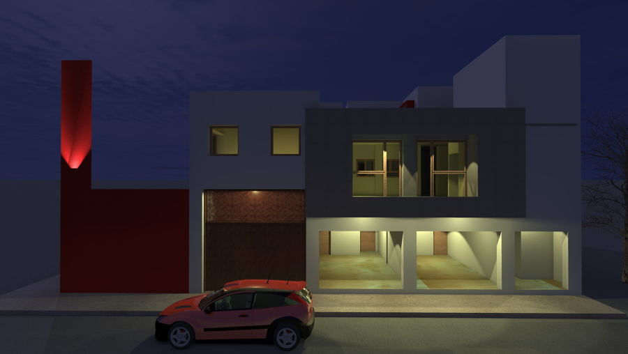 Fachada. Vista nocturna.