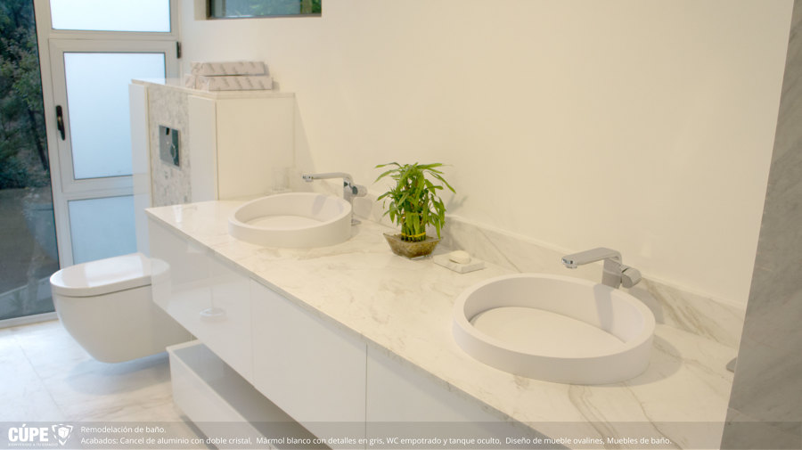 Lavabos con placa de mármol