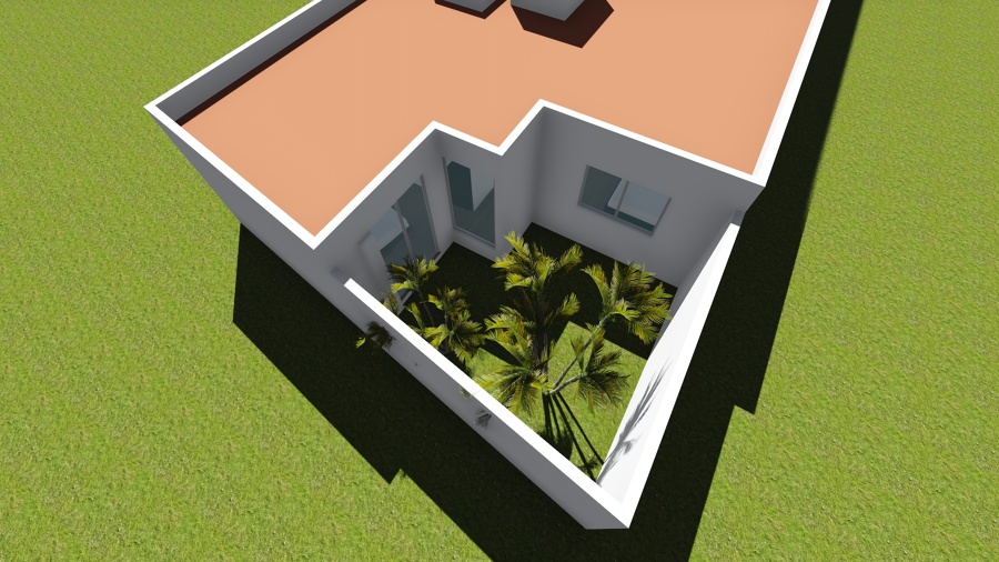 Maqueta virtual jardín trasero