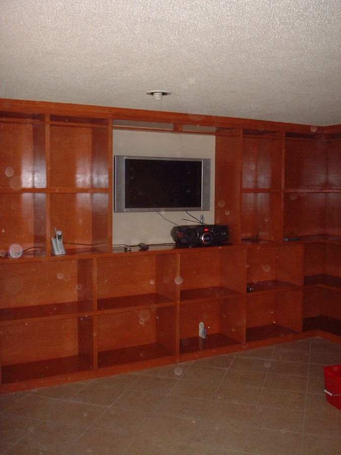 mueble de madera para estudio y sala de tv