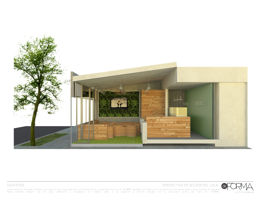 Perspectiva en sección del local