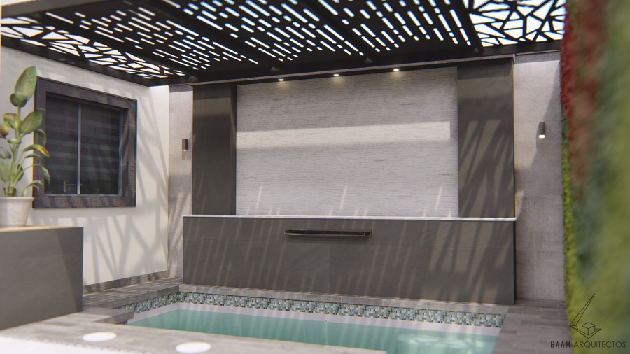 Piscina con muro lloron