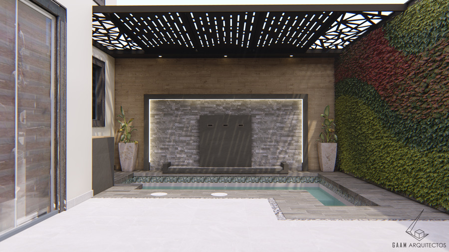 Piscina con muro lloron