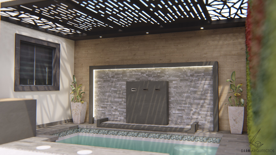 Piscina con muro lloron