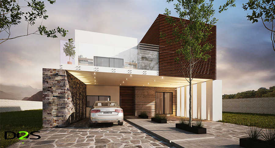 Propuesta fachada principal por DOS Arquitectura y Construcción