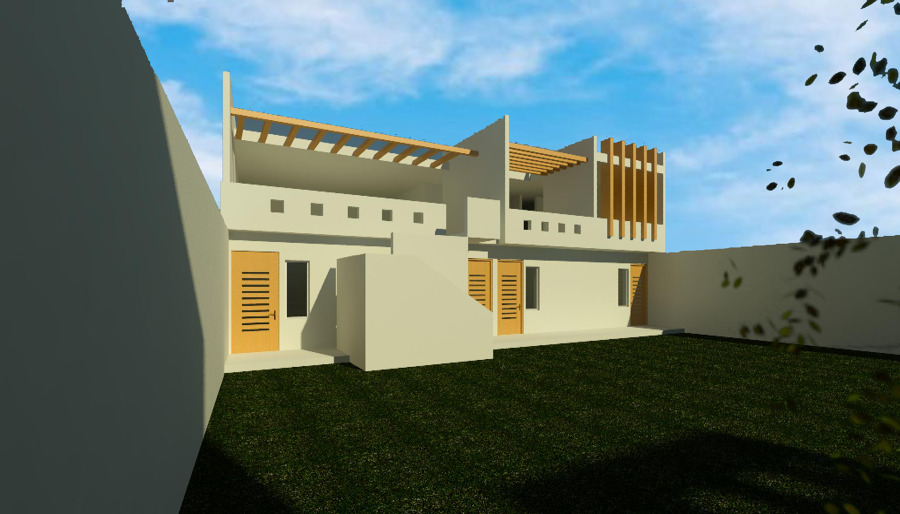 Render de fachada Principal de lofts