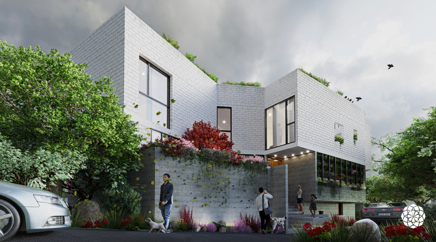 Render de la casa, vista lateral