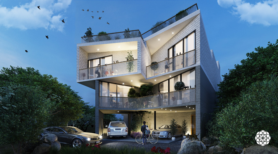 Render de la casa, vista trasera