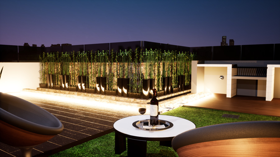 Render de noche.