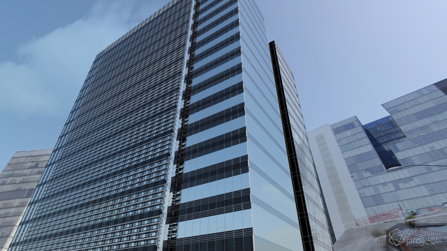 RENDER EXTERIOR EDIFICIO EN SANTA FE - CDMX