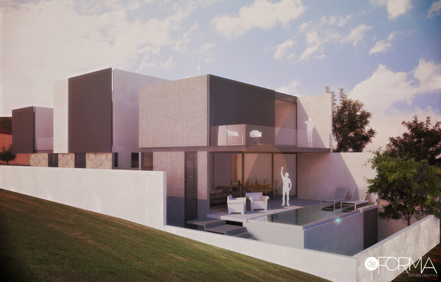 Render fachada posterior