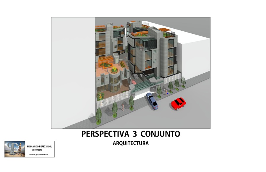 Render Perspectiva Angulo Superior frontal del Conjunto