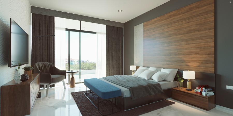 Renderizado de interiores, recamara principal