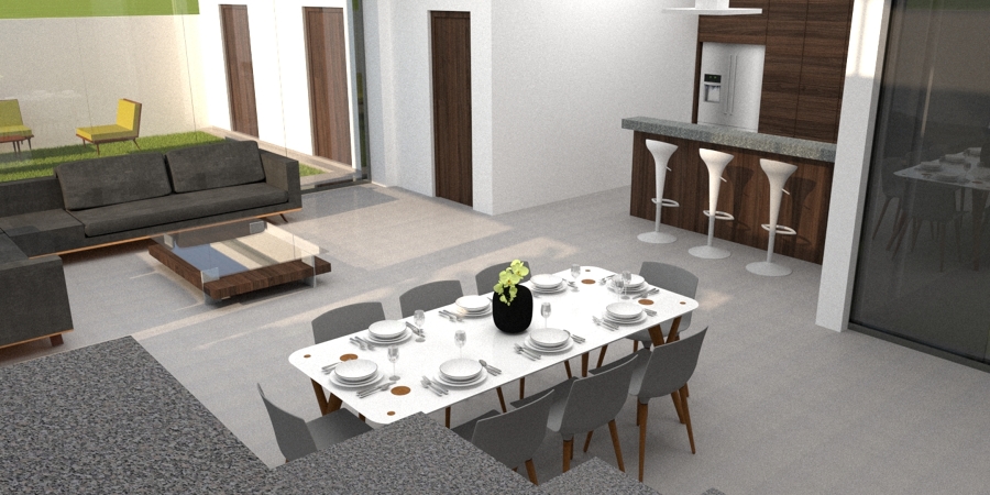 Sala, comedor  y cocina.