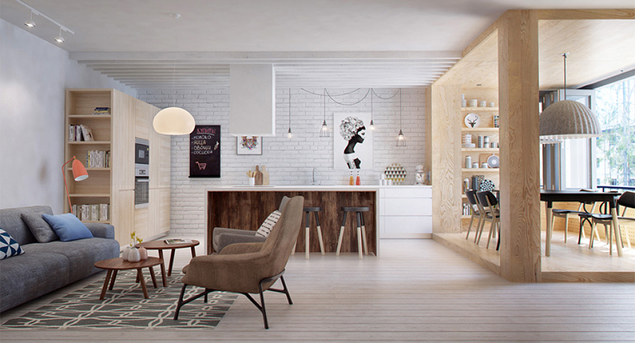 Foto: Sala Estilo Nórdico con Piso Laminado de Madera #237438 - Habitissimo