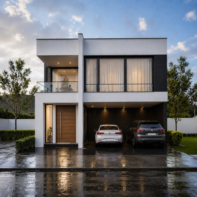 Diseño de vivienda estilo minimalista 8x20m