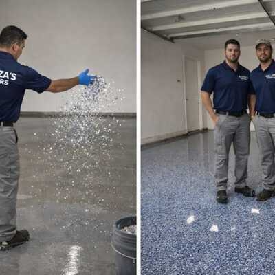 Piso epóxico industrial antes y después