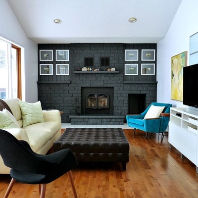 Sala con chimenea remodelada