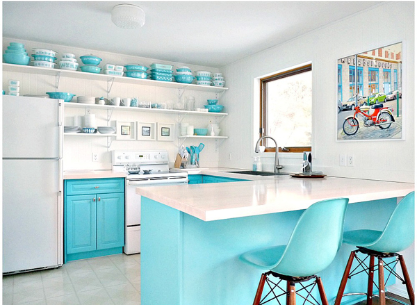 Foto: Cocina con Muebles Pintados de Color Turquesa #279883 - Habitissimo