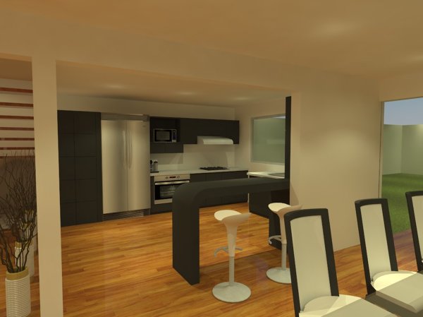 Cocina y comedor comunicados