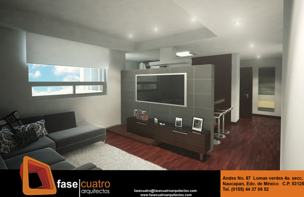 Sala de tv de departamento tipo 1.